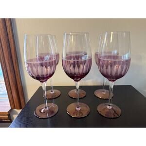Rare Set of Romanian Lavender White Wine Glasses Marshall Fields - 6 pieces